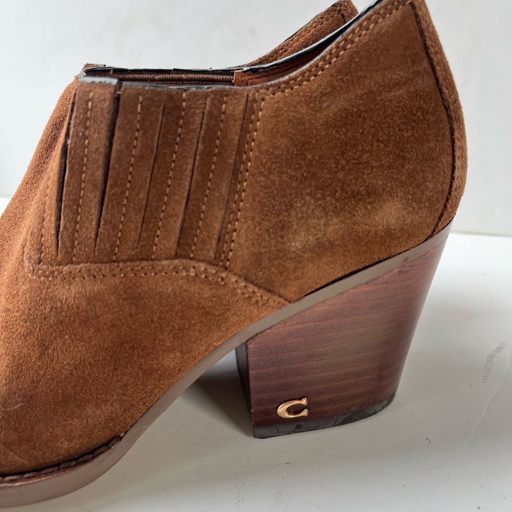 Coach Perri Brown Suede Ankle Booties Size 7 C - Picture 10 of 11